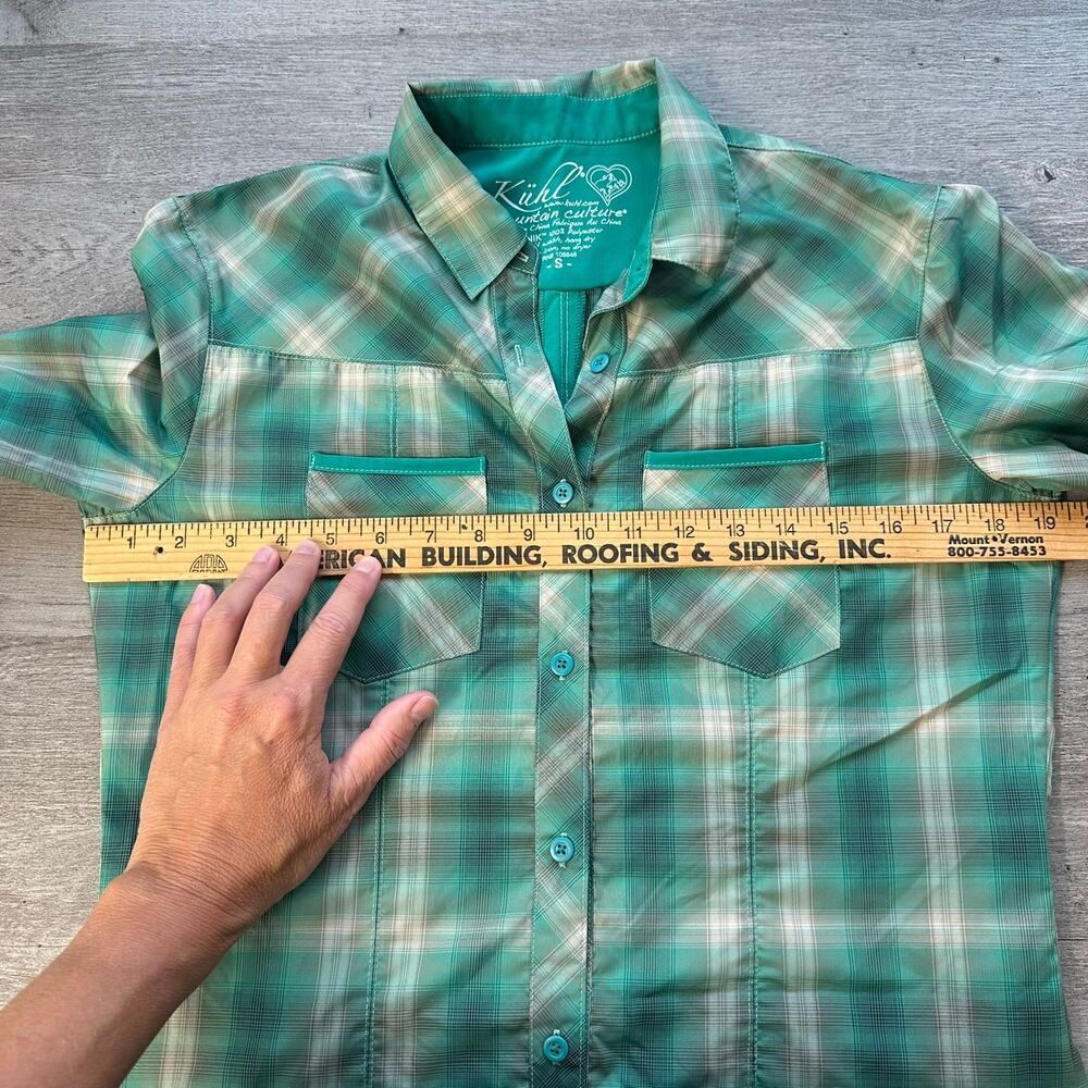 Kuhl Ionik Green Plaid Button Down Long Sleeve Shirt Small Woman's - Picture 5 of 7